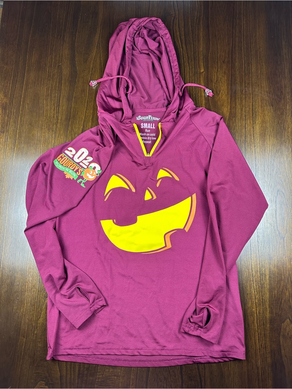 Great Pumpkin Run 2020 Halloween Running Hoodie Small Sour Fish Events Maroon